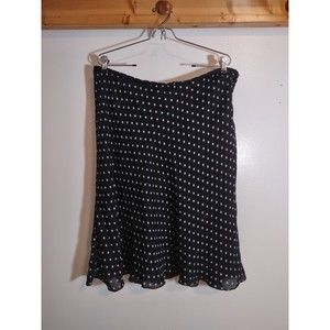 Jones New York 12 Silk Skirt Black White Polka Dot Ruffle Hem